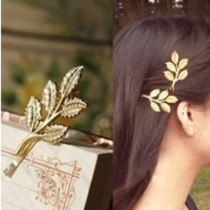 NEW 2 Piece Gold Leaf Hair Pin Set